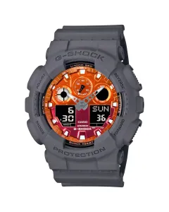 ساعت کاسیو مردانه مدل GA-100FL-8A نوک مدادی نارنجی