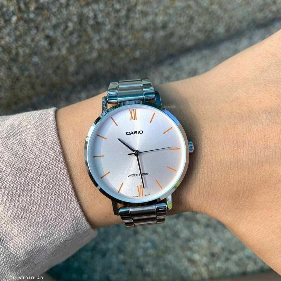 ساعت کاسیو مردانه مدل LTP-VT01D-4B صورتی نقره ای